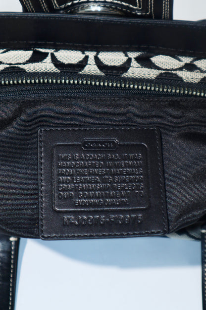 Coach Hamptons Signature Carryall in Black/Grey with Silver Turn-lock - F13975