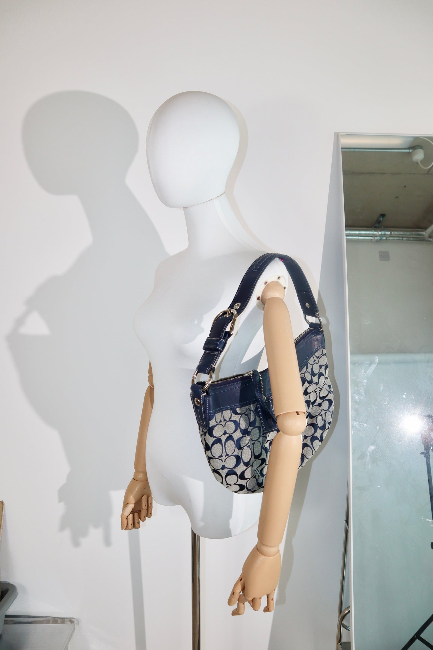 Coach Signature Canvas Shoulder Bag in Navy – F13740