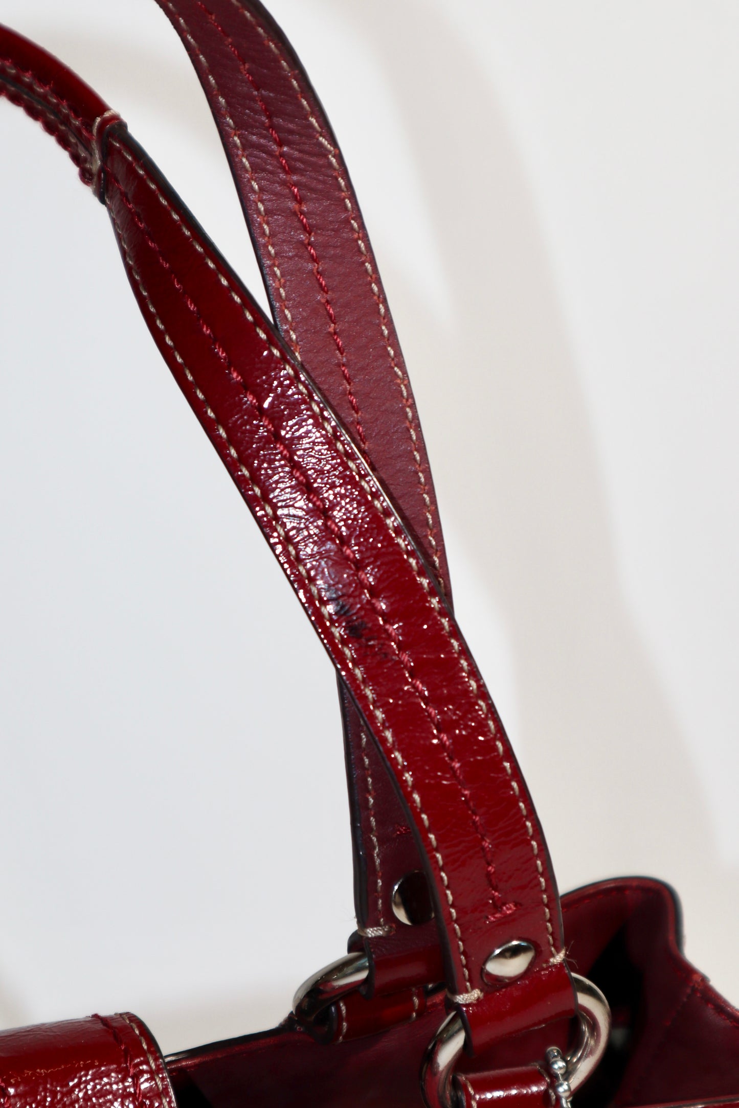 Vintage Coach Soho F18750 Tote Shoulder Bag Red Signature Canvas Patent Leather | Rare Y2K
