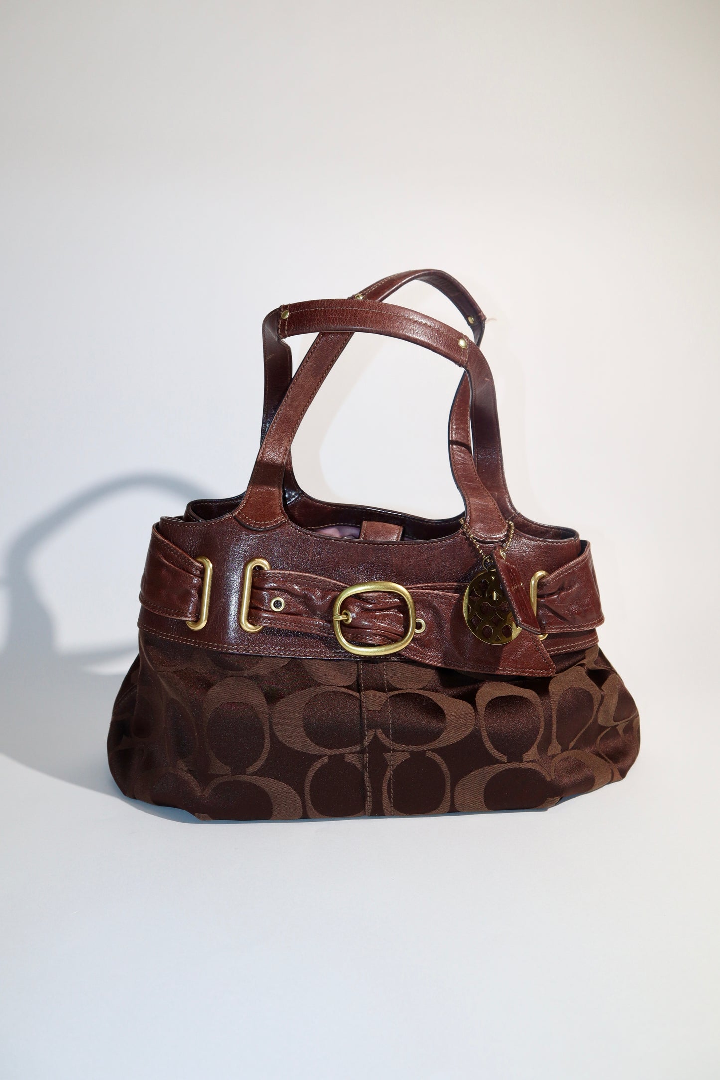 Coach Op Art Canvas Shoulder Bag – Chocolate Brown (Style 13879)