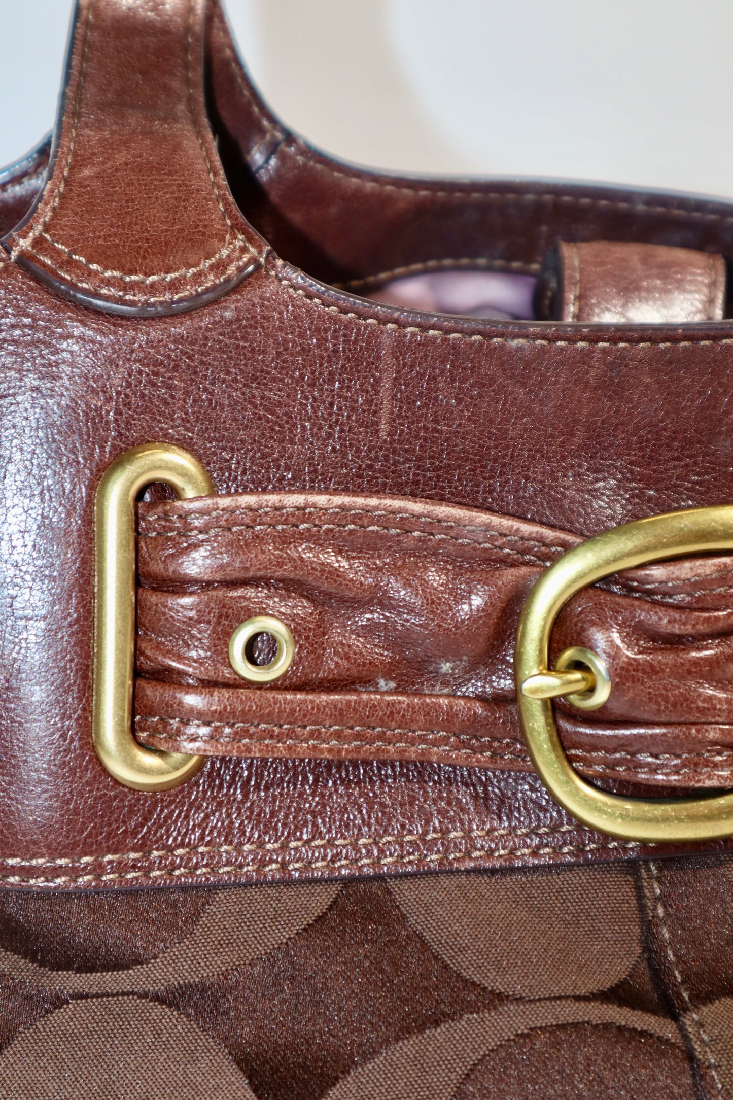 Coach Op Art Canvas Shoulder Bag – Chocolate Brown (Style 13879)