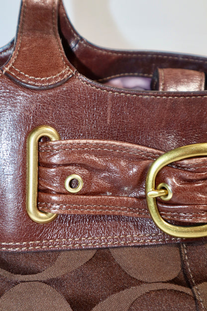 Coach Op Art Canvas Shoulder Bag – Chocolate Brown (Style 13879)