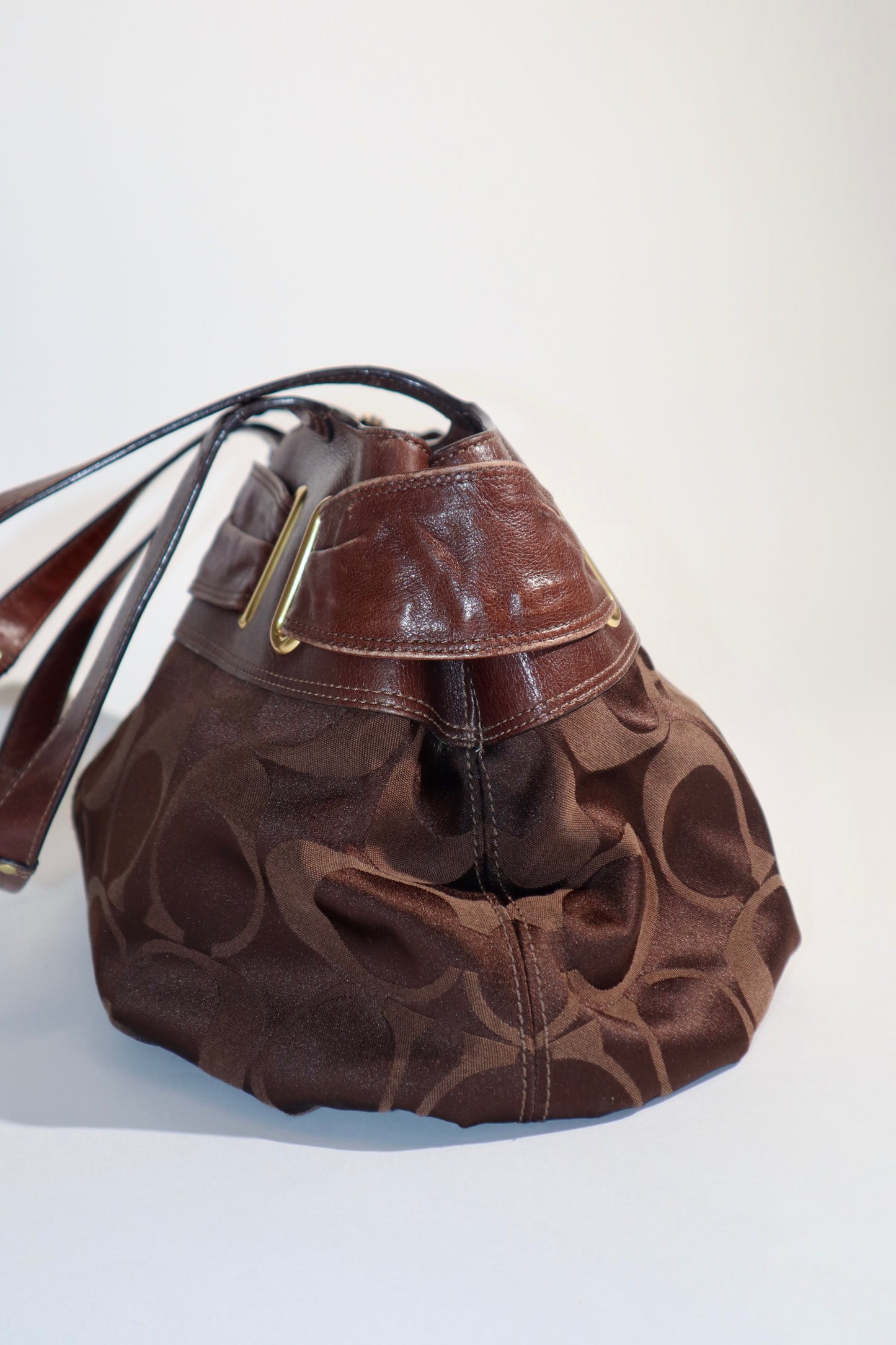 Coach Op Art Canvas Shoulder Bag – Chocolate Brown (Style 13879)