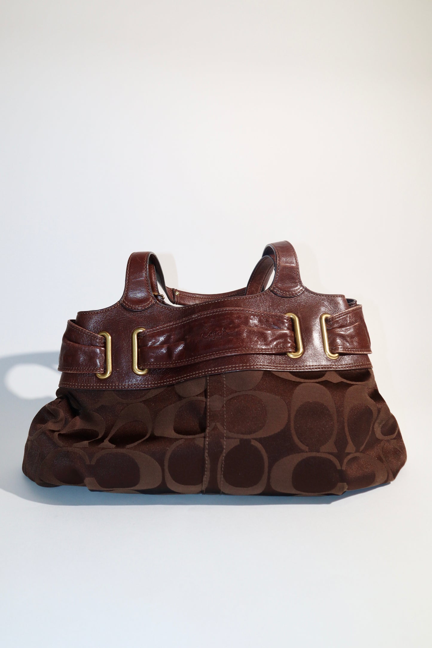 Coach Op Art Canvas Shoulder Bag – Chocolate Brown (Style 13879)
