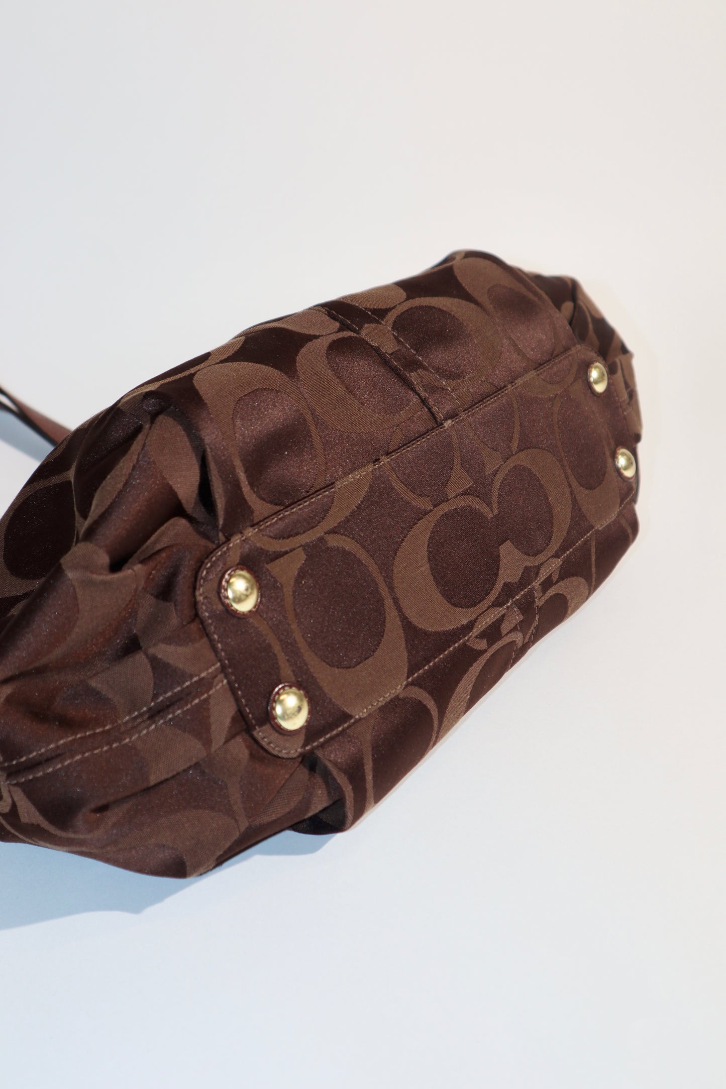 Coach Op Art Canvas Shoulder Bag – Chocolate Brown (Style 13879)