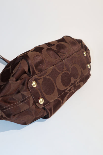 Coach Op Art Canvas Shoulder Bag – Chocolate Brown (Style 13879)