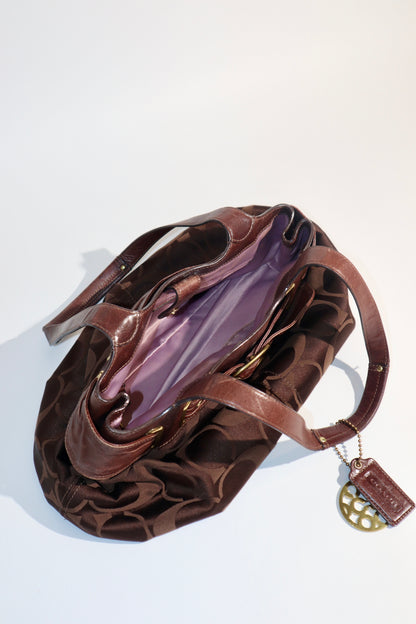 Coach Op Art Canvas Shoulder Bag – Chocolate Brown (Style 13879)
