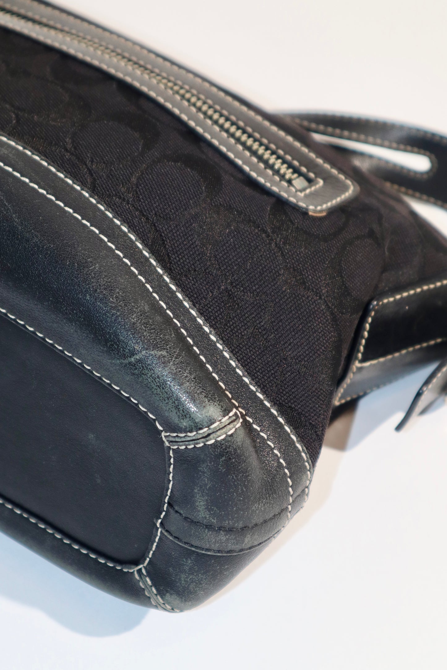 Vintage Coach 2005 Black Canvas Bucket Shoulder Bag (9363)