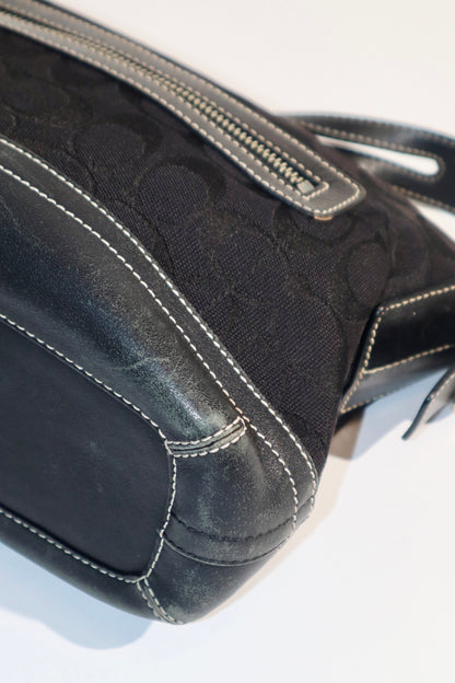 Vintage Coach 2005 Black Canvas Bucket Shoulder Bag (9363)