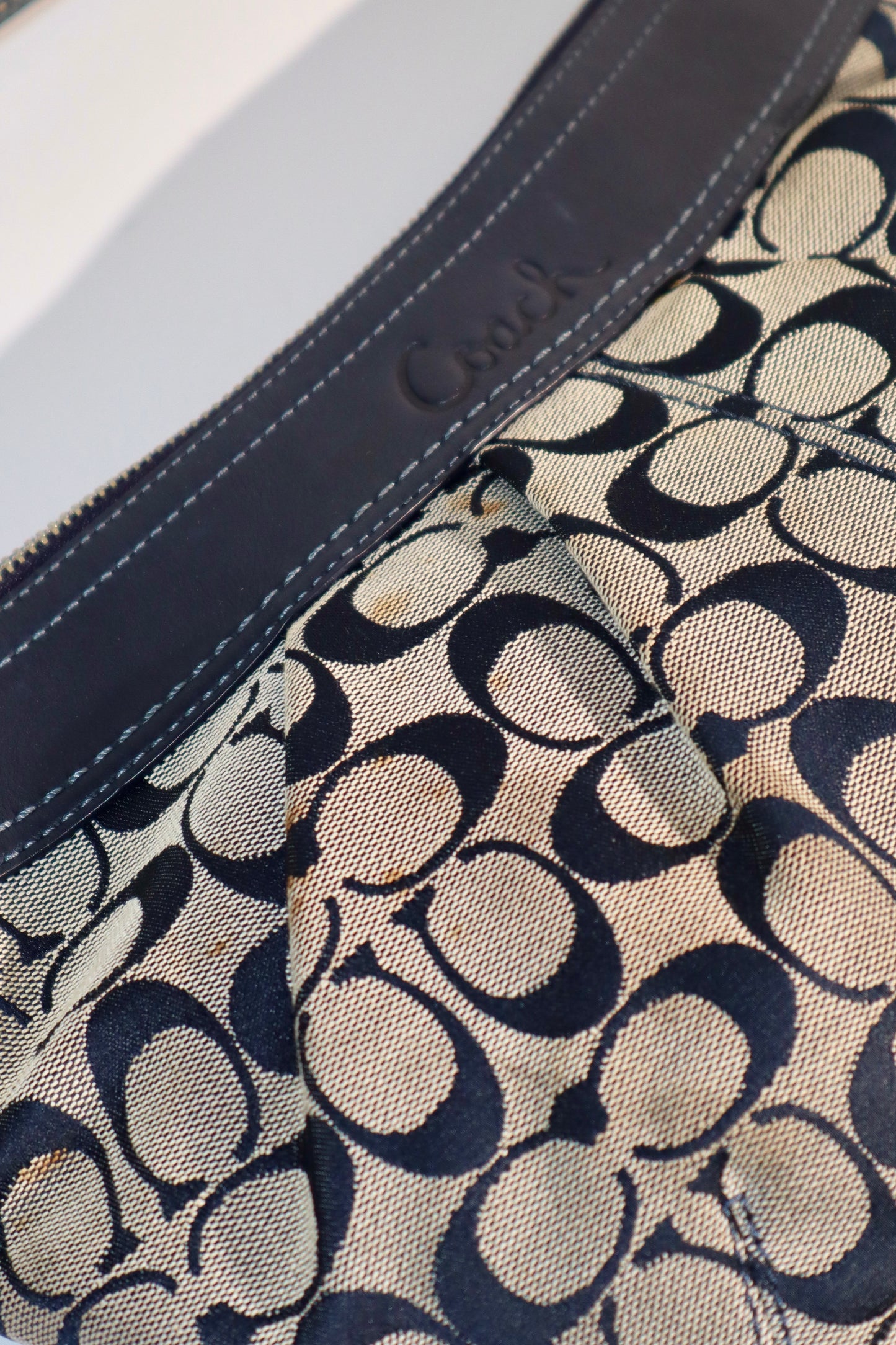 Coach Signature Canvas Shoulder Bag in Navy – F13740