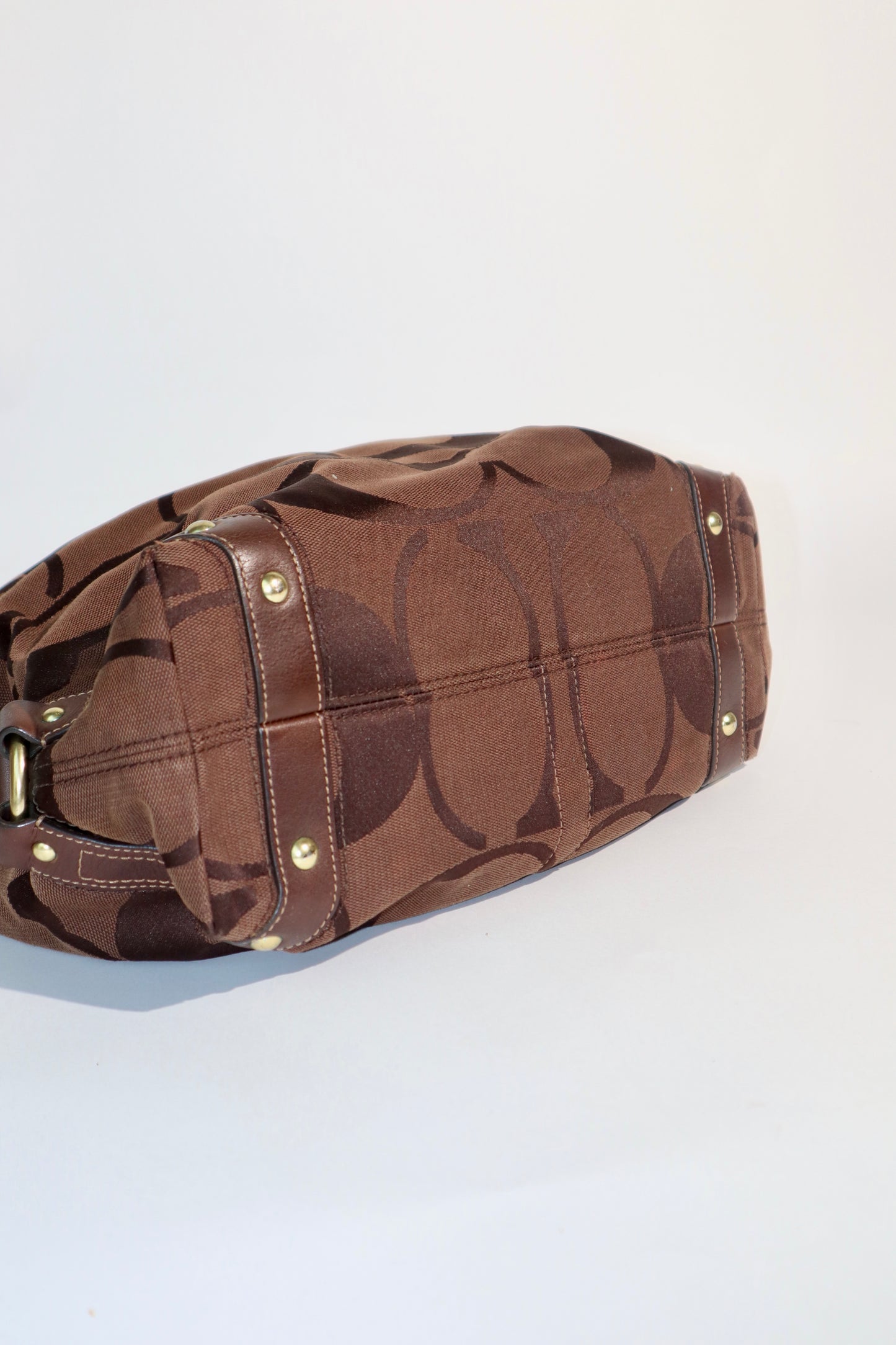 Coach Signature Canvas Carly Shoulder Bag in Chocolate Brown - Large (10620)