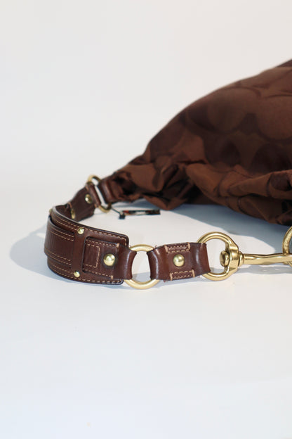Coach Signature Canvas Carly Shoulder Bag in Chocolate Brown - Large (10620)