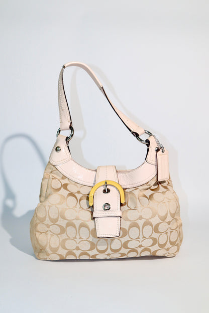 Vintage Coach Soho Shoulder Bag in with Pink Leather Trim (F17094)