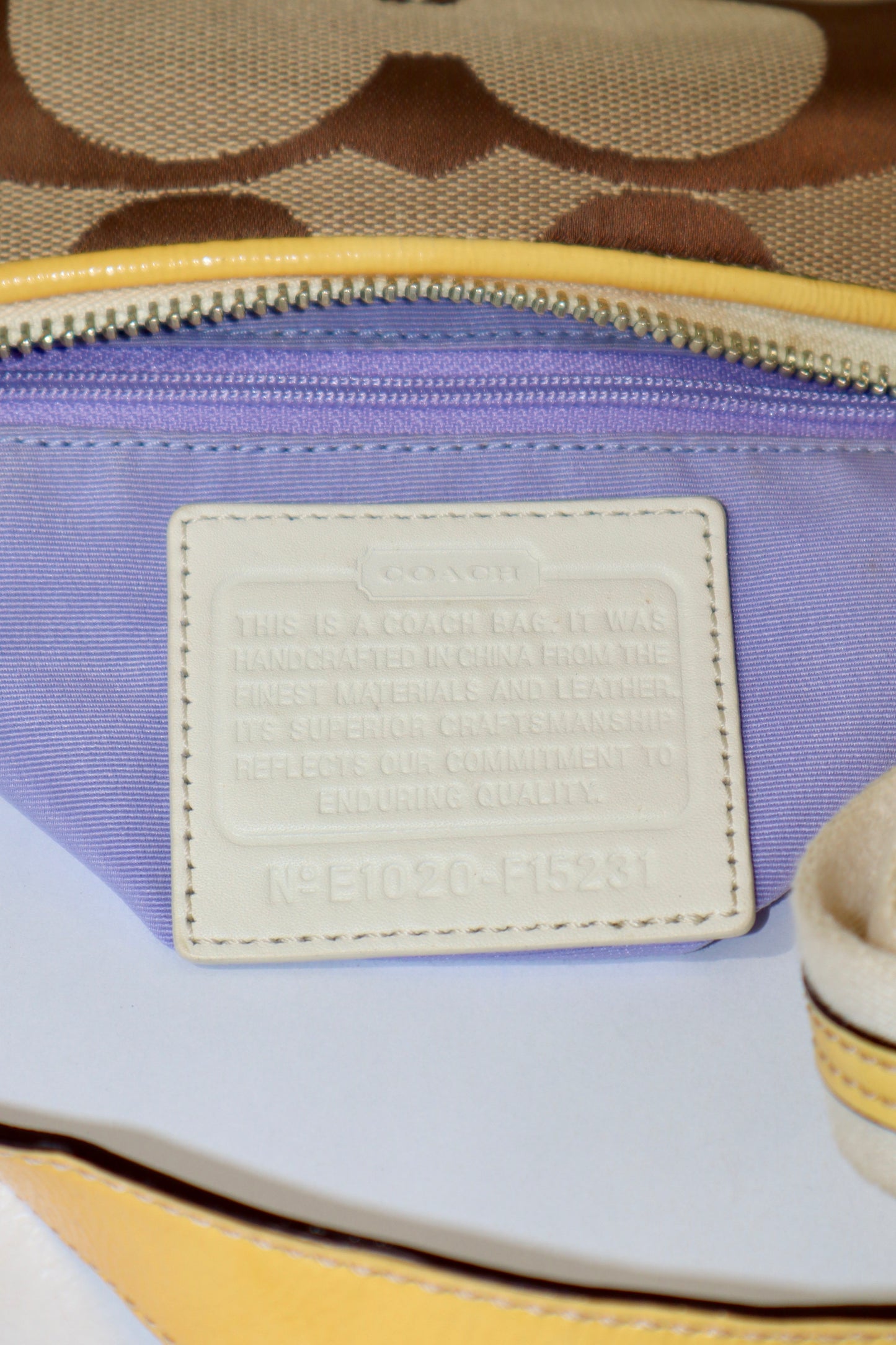 Coach 2 Way Bag in Yellow (style F15231)
