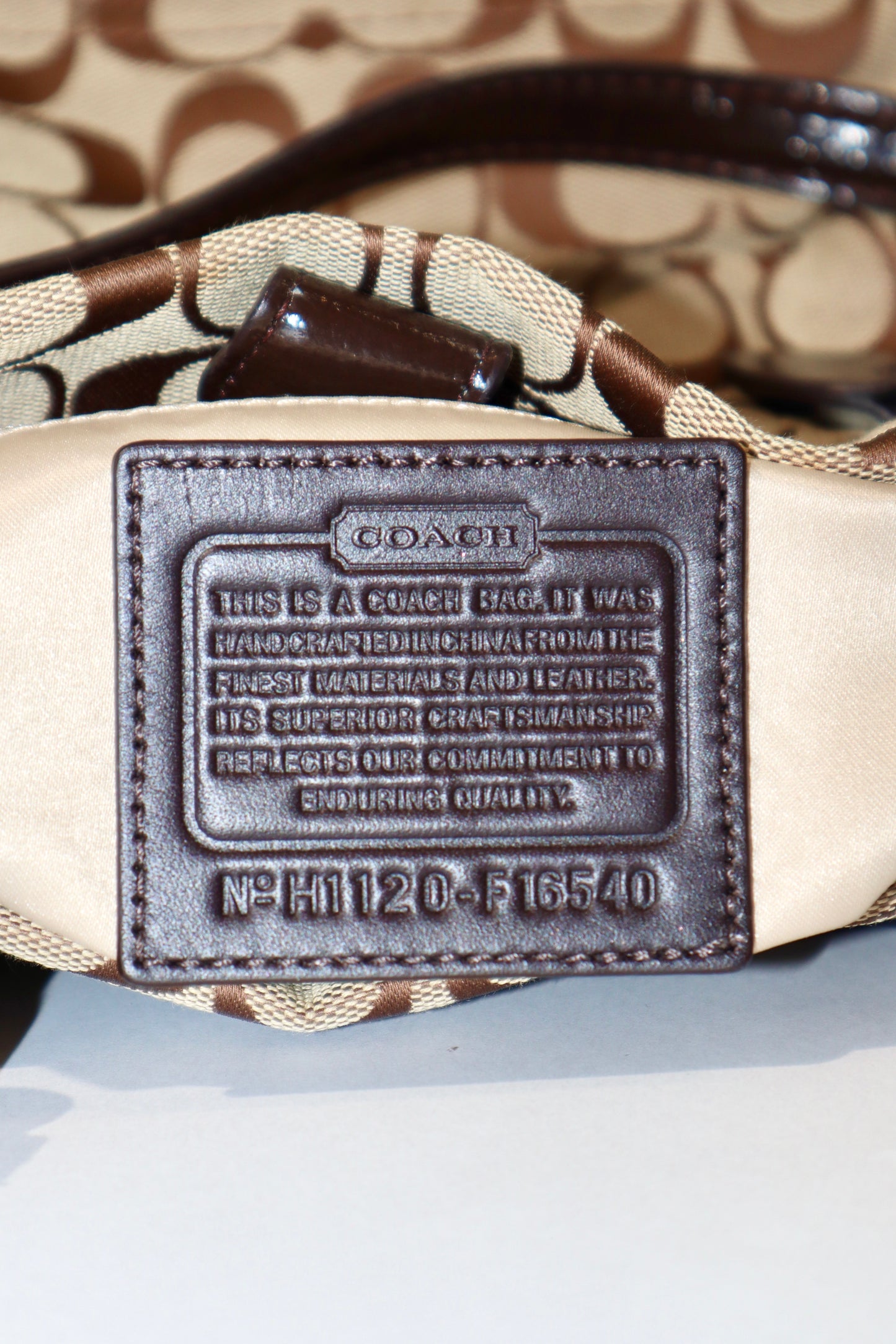 Vintage Coach Turnlock Tote Shoulder Bag (F16540) – Signature Canvas & Brown Leather