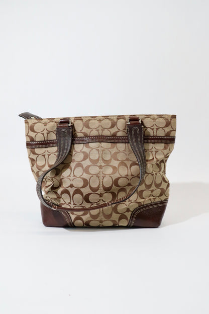 Coach Vintage Hampton Signature Shoulder Bag with Turnlock in Brown (style F13973)