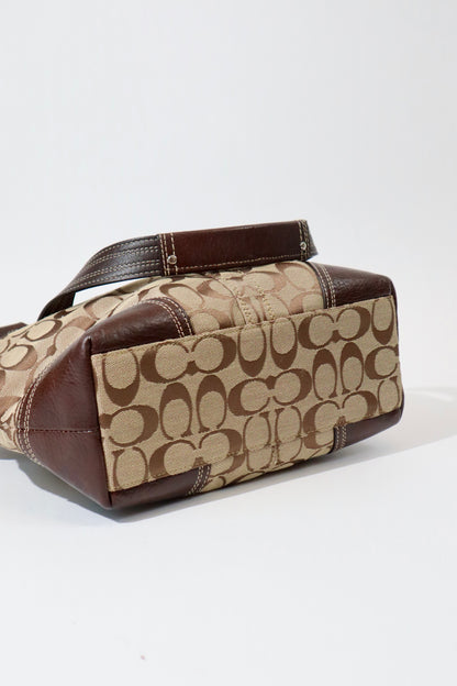 Coach Vintage Hampton Signature Shoulder Bag with Turnlock in Brown (style F13973)