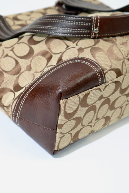 Coach Vintage Hampton Signature Shoulder Bag with Turnlock in Brown (style F13973)