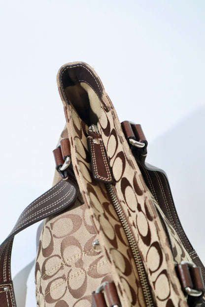 Coach Vintage Hampton Signature Shoulder Bag with Turnlock in Brown (style F13973)