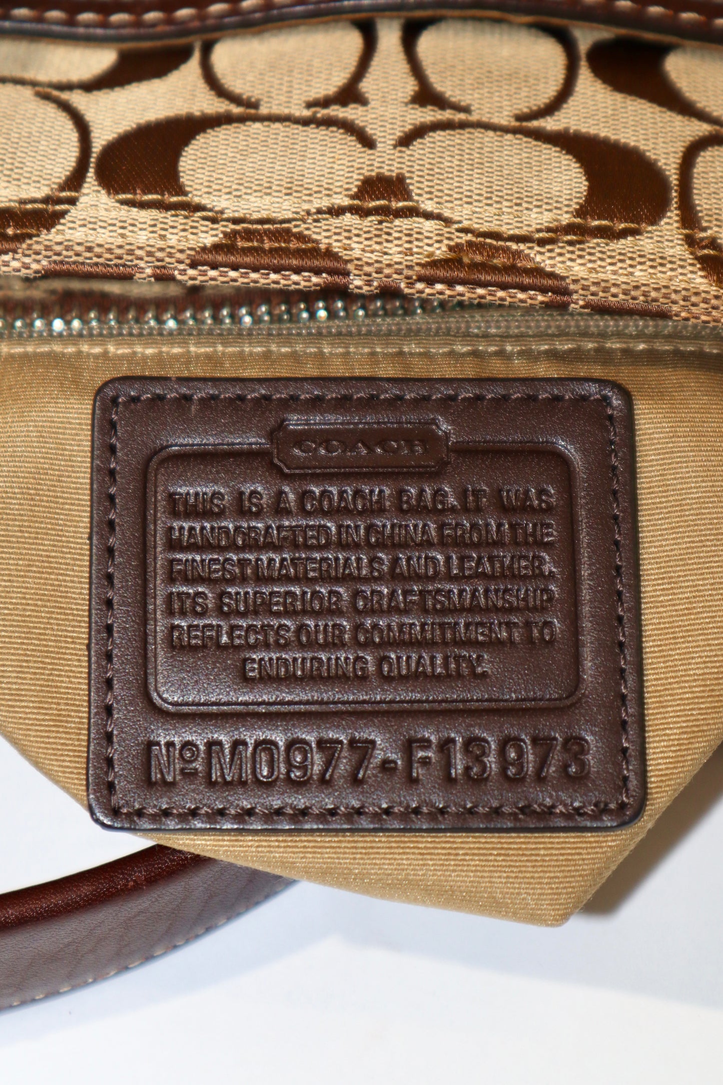 Coach Vintage Hampton Signature Shoulder Bag with Turnlock in Brown (style F13973)