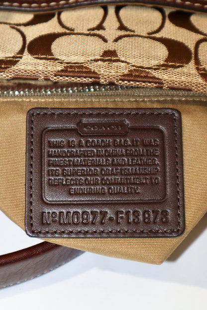 Coach Vintage Hampton Signature Shoulder Bag with Turnlock in Brown (style F13973)