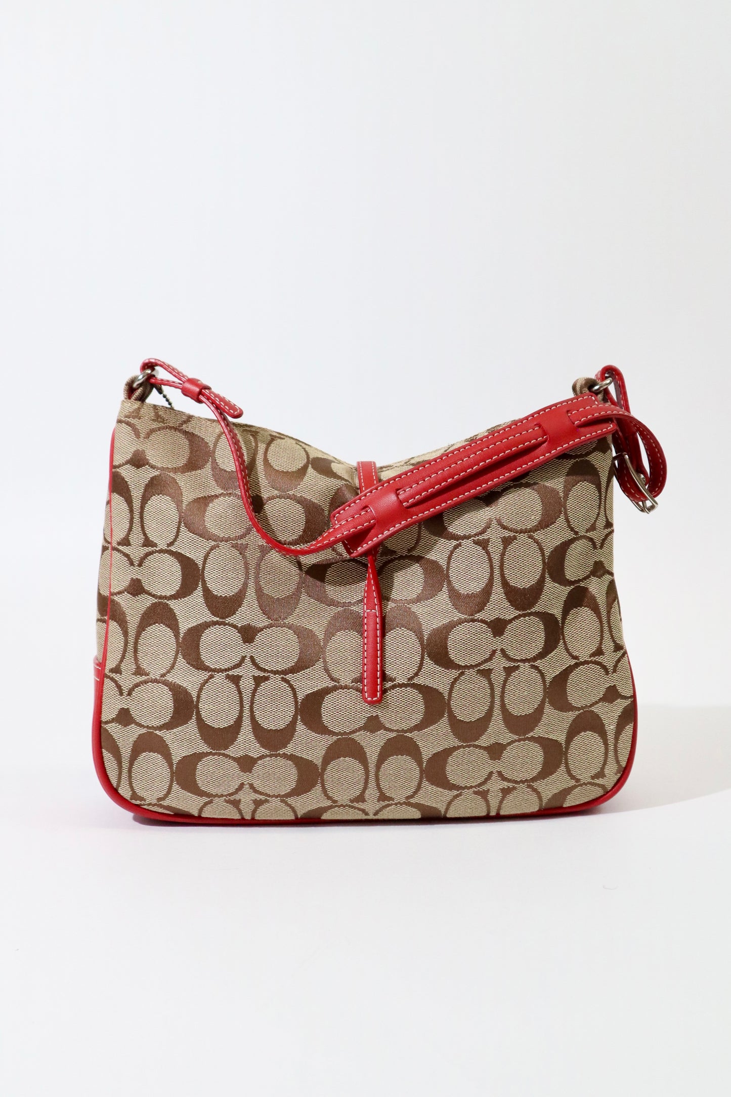 Vintage Coach Hampton Clip Shoulder Bag in Red (6091)