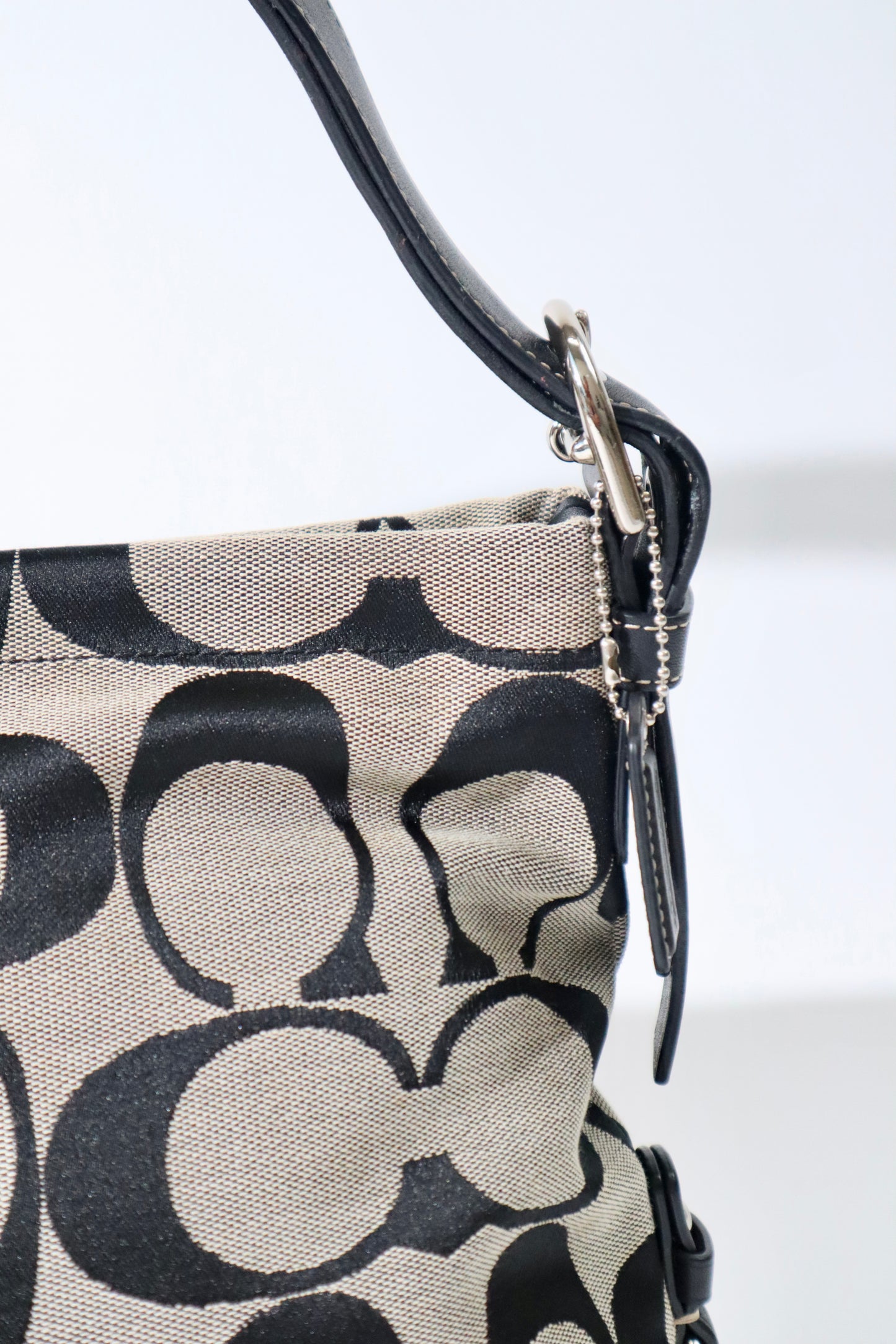 Coach Signature Canvas Large Crossbody Bag in Black/Grey (F15067)