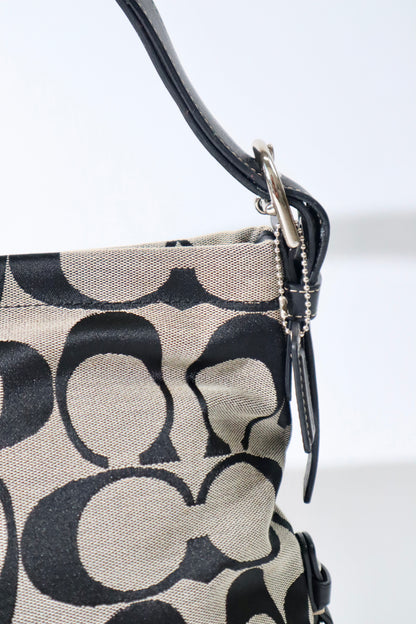 Coach Signature Canvas Large Crossbody Bag in Black/Grey (F15067)