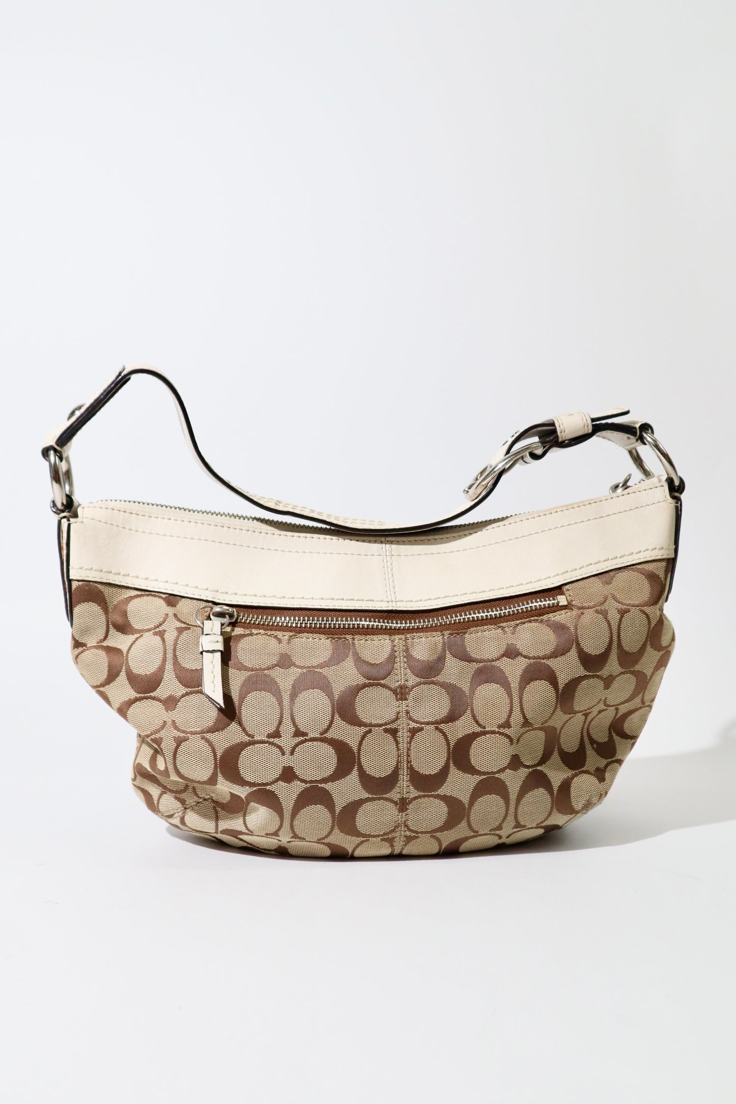 Coach Signature Canvas Shoulder Bag in White – F13740
