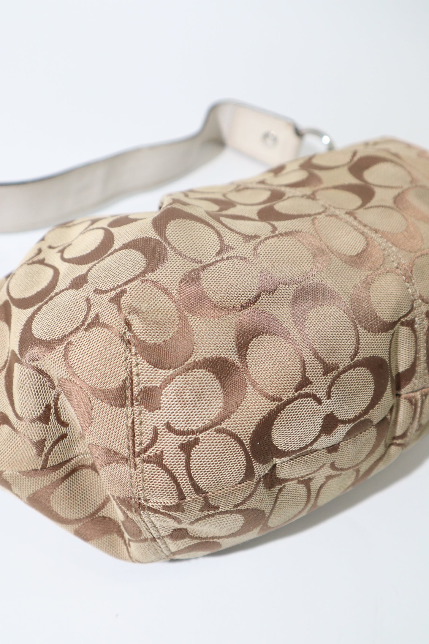 Coach Signature Canvas Shoulder Bag in White – F13740