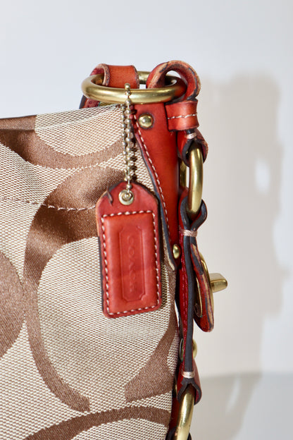 Coach Signature Mini Carly Bag with Red Leather Detail - 1867