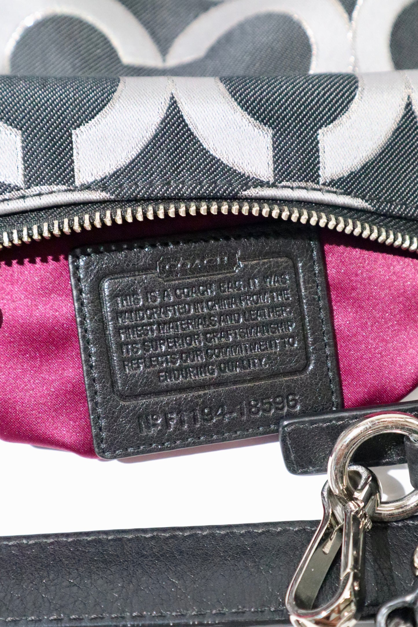 Coach Madison Op Art Shoulder Bag – Black/Grey – Style 18596