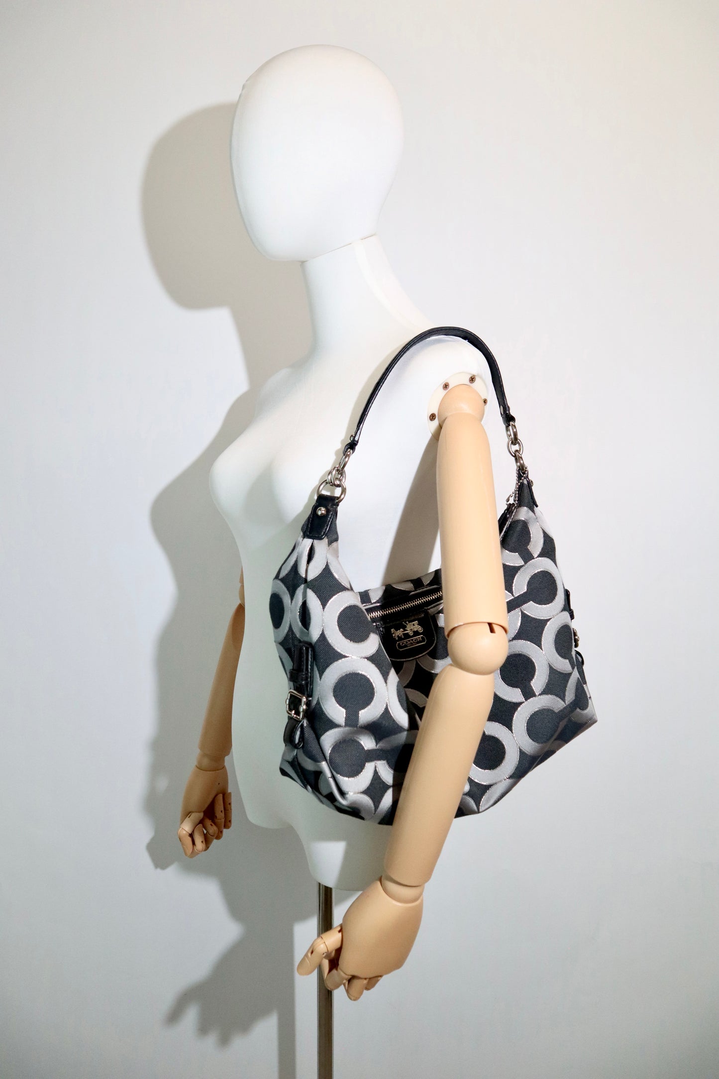Coach Madison Op Art Shoulder Bag – Black/Grey – Style 18596