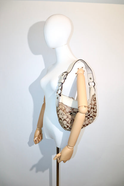 Coach Signature Canvas Shoulder Bag in White – F13740