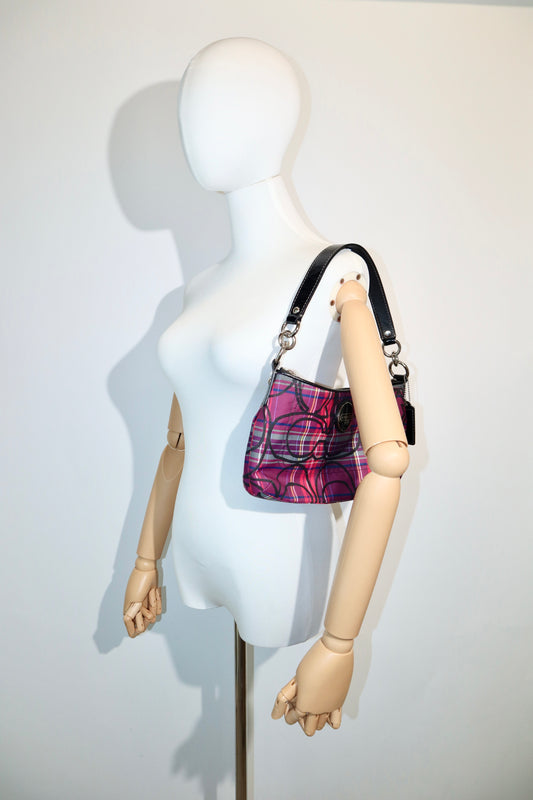 Coach Poppy Berry Tartan Plaid Shoulder Bag Crossbody (F15463) – Red & Pink Check
