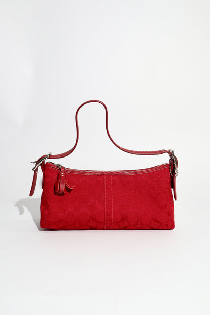 Vintage Coach 2005 Hot Red Demi Baguette Bag (8k01)