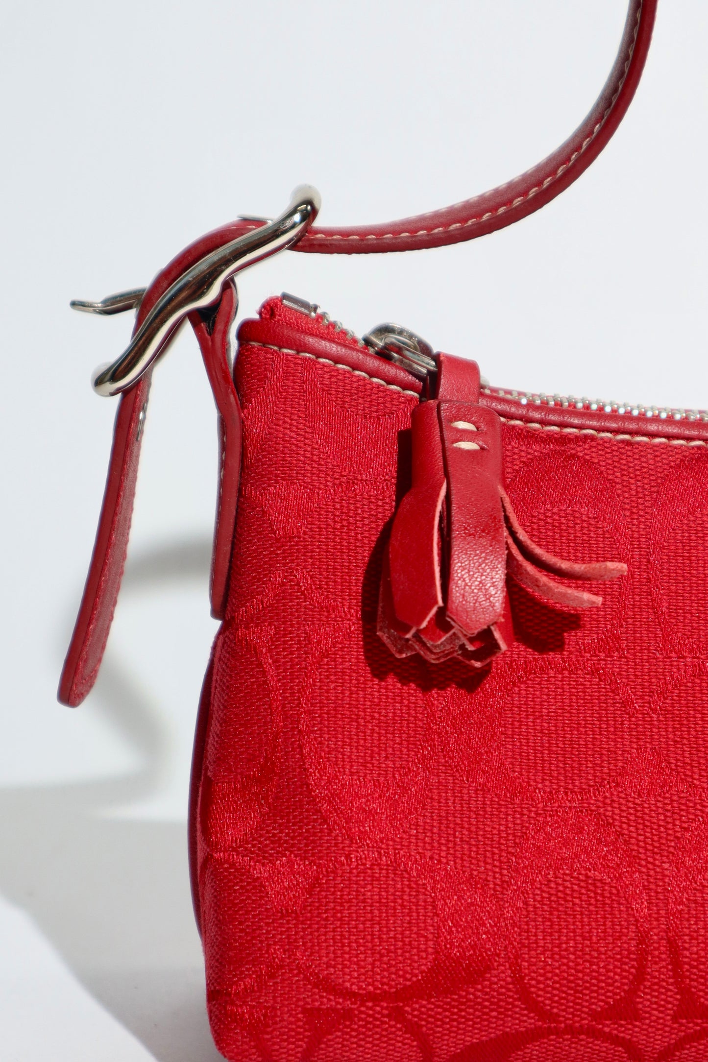 Vintage Coach 2005 Hot Red Demi Baguette Bag (8k01)