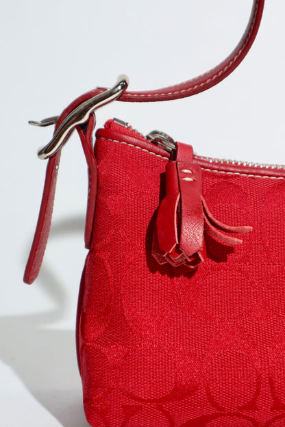 Vintage Coach 2005 Hot Red Demi Baguette Bag (8k01)