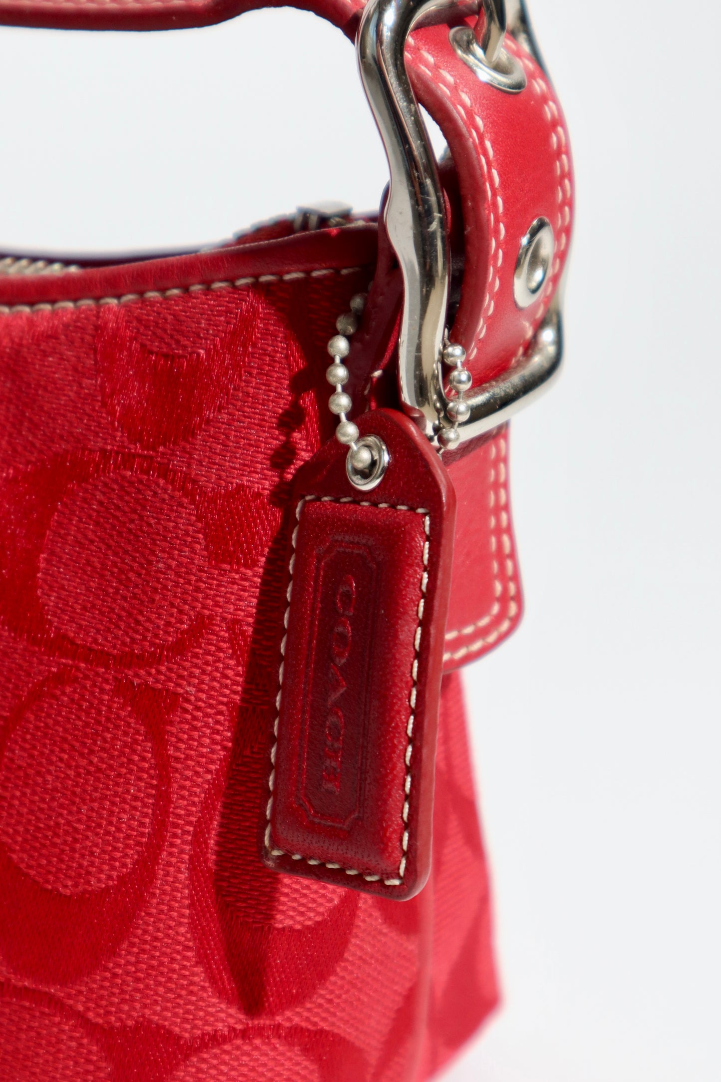 Vintage Coach 2005 Hot Red Demi Baguette Bag (8k01)