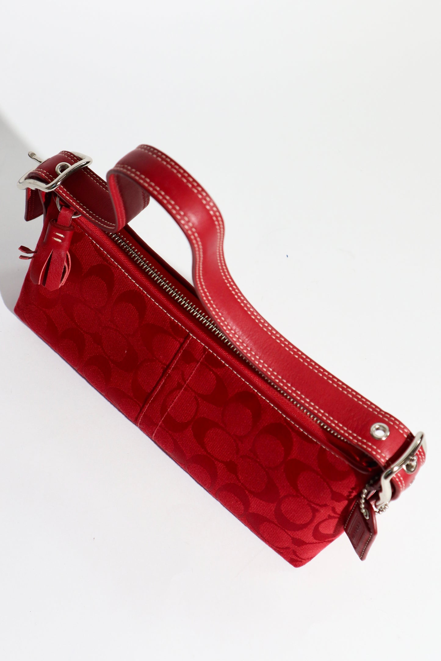 Vintage Coach 2005 Hot Red Demi Baguette Bag (8k01)