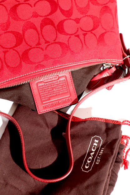 Vintage Coach 2005 Hot Red Demi Baguette Bag (8k01)