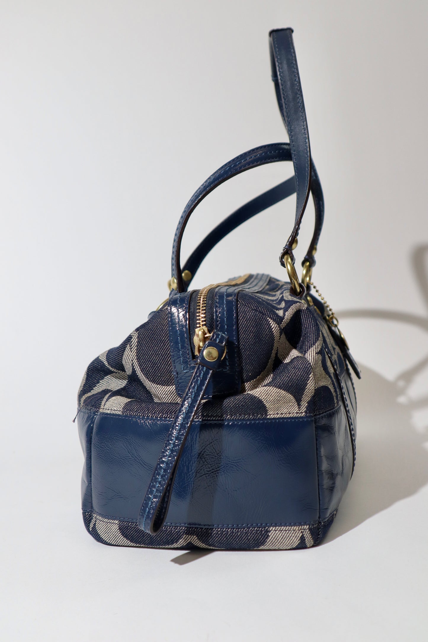 Coach Ergo aus Monogram Denim mit braunen Lederbesätzen – 12750