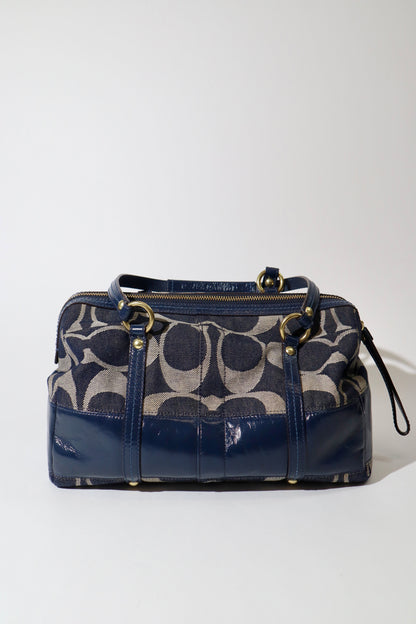 Coach Ergo aus Monogram Denim mit braunen Lederbesätzen – 12750