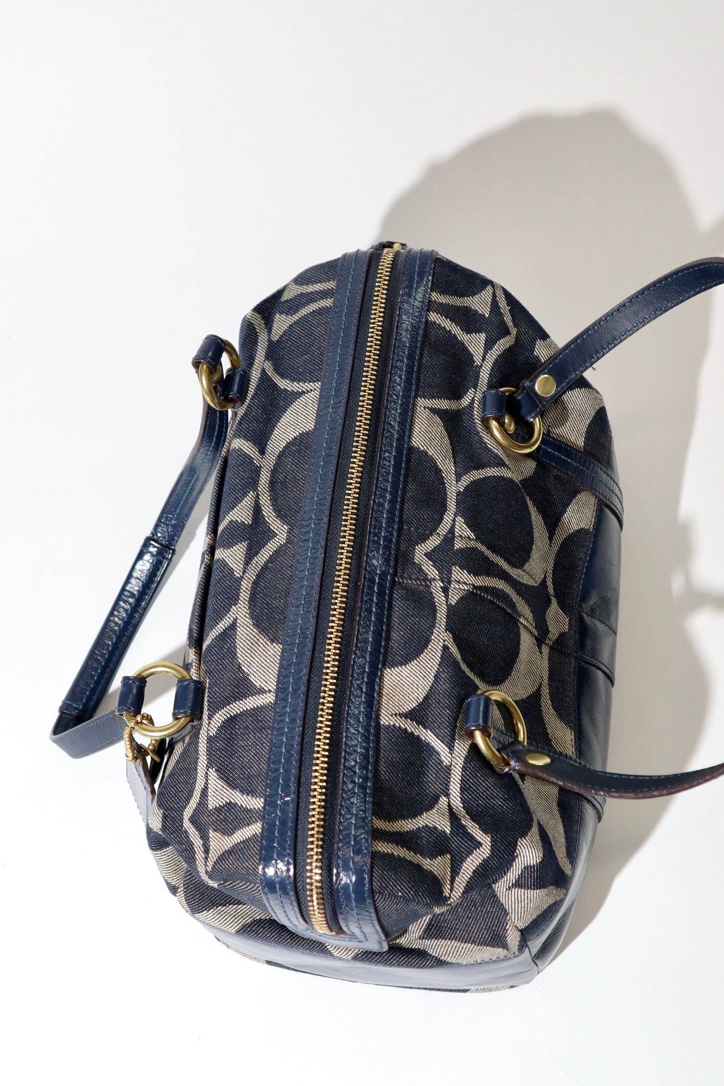 Coach Ergo aus Monogram Denim mit braunen Lederbesätzen – 12750
