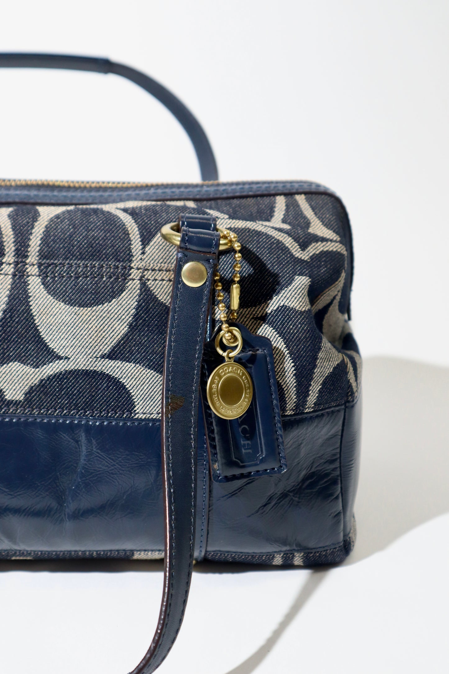 Coach Ergo aus Monogram Denim mit braunen Lederbesätzen – 12750