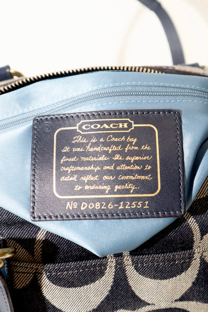 Coach Ergo aus Monogram Denim mit braunen Lederbesätzen – 12750