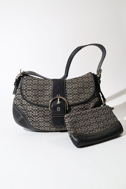 Vintage Coach 2005 Signature Soho weiße Gürtel Schultertasche