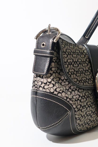 Vintage Coach 2005 Signature Soho weiße Gürtel Schultertasche
