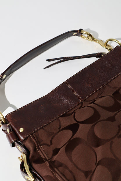 Vintage Coach Zoe Schultertasche in Schokoladenbraun - 12657
