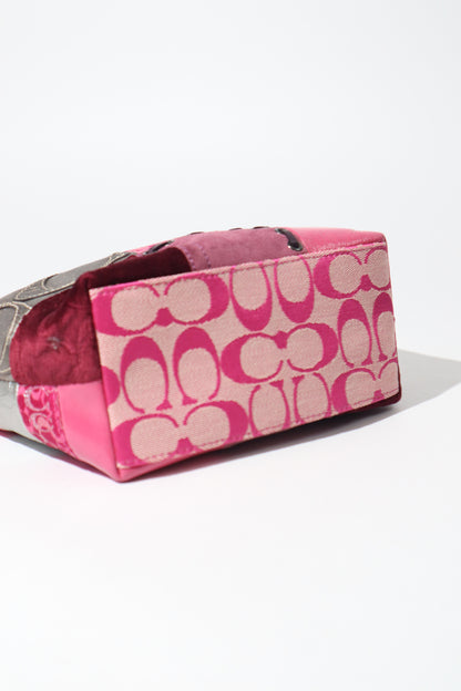 Y2K Vintage Coach Signature Patchwork Mini Hobo Bag – Pink & Metallic